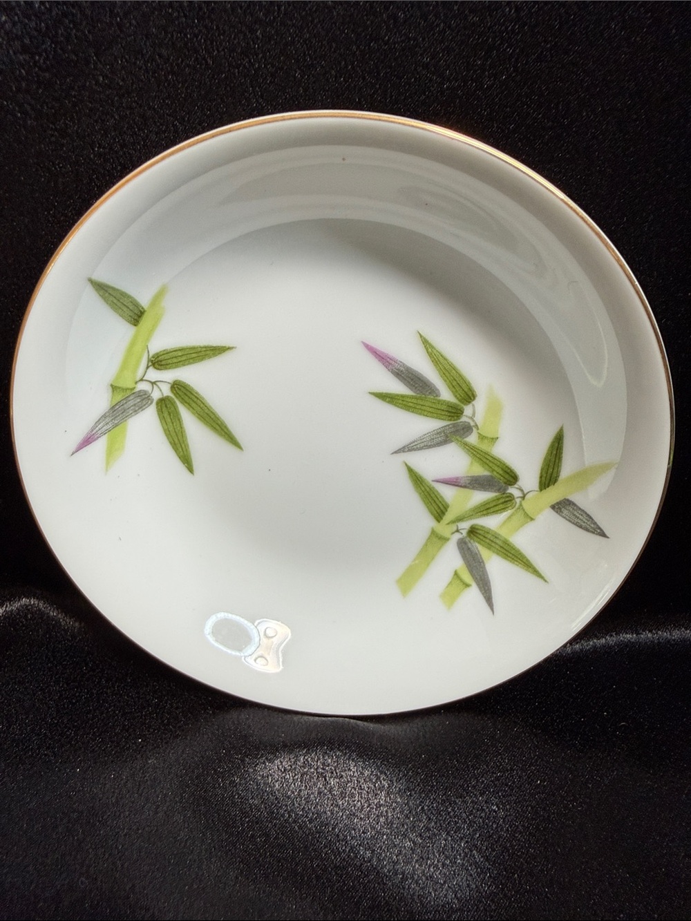 Porcelain Decorative Plate with Green Bamboo Motif